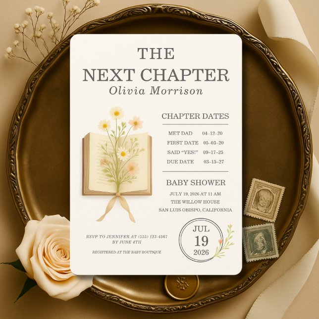 Next Chapter Floral Books Baby Shower Invitation (Creator Uploaded)
