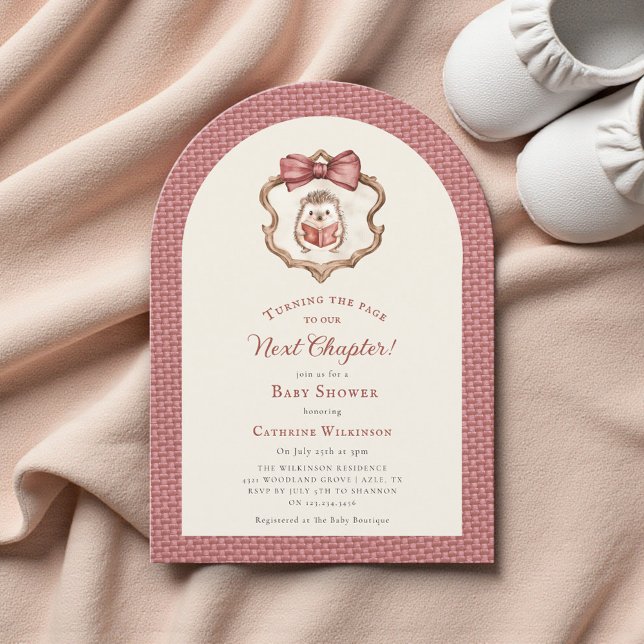 Next Chapter Watercolor Hedgehog Reading Book  Invitation (Creator Uploaded)