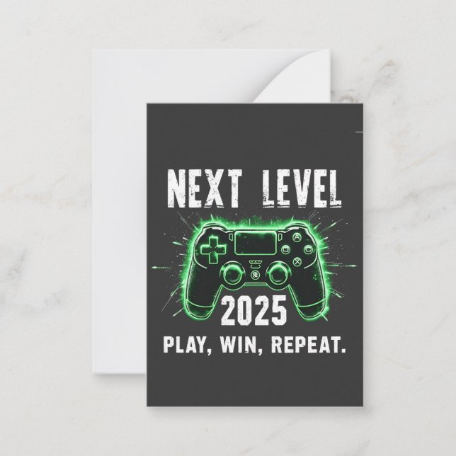 Next Level 2025 Play Win Repeat Funny Gaming Gamer Card (Front)