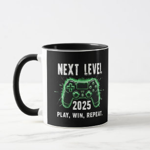 Next Level 2025 Play Win Repeat Funny Gaming Gamer Mug