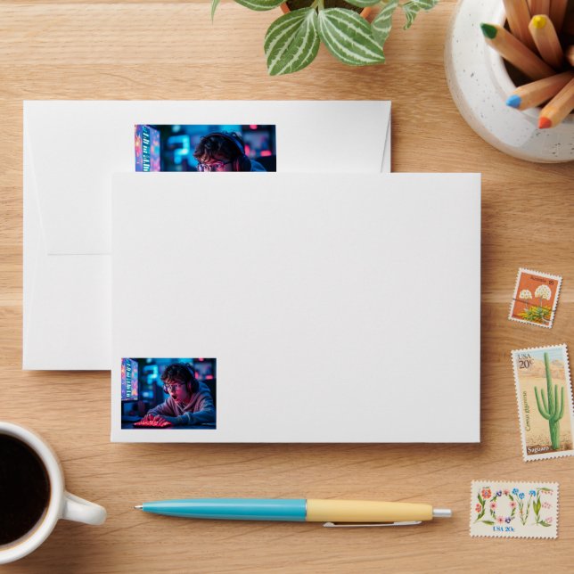 Next Level white small envelopes front and back (Desk)