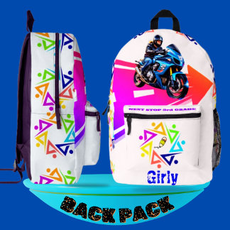 Next Stop: 3rd Grade! Girly's Ride Printed Backpack