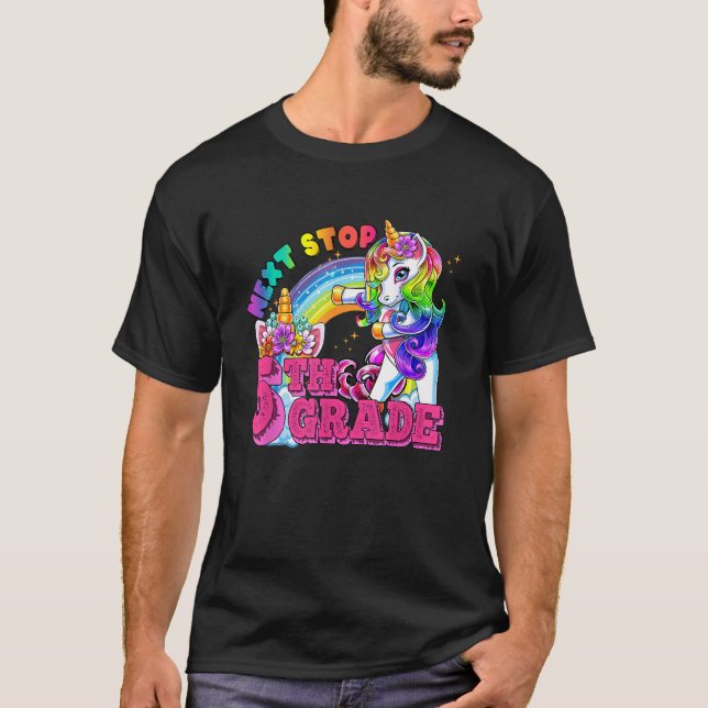 Next stop 5th grade 4th grade Graduation Flossing  T-Shirt (Front)