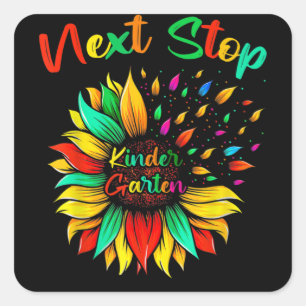 Next Stop Kindergarten Graduation Sunflower Square Sticker