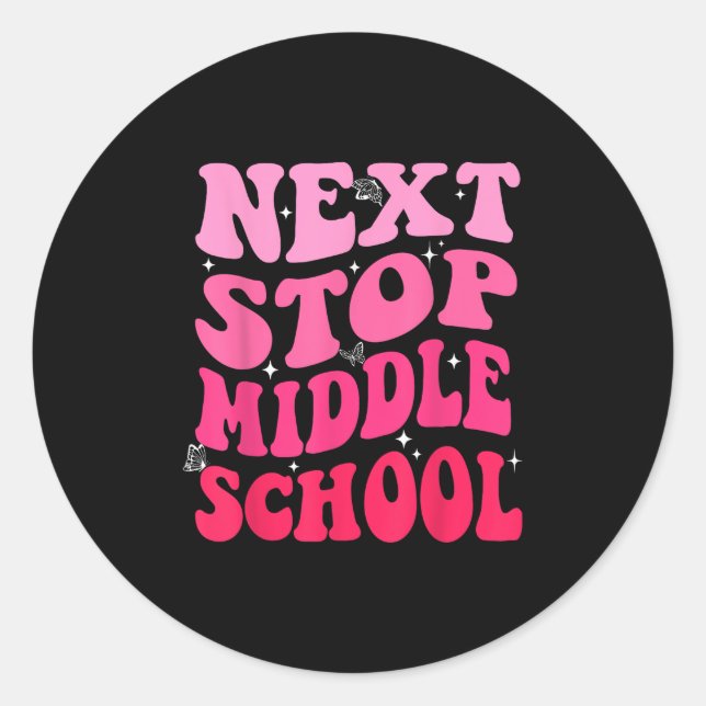 Next Stop Middle School Groovy Elementary School G Classic Round Sticker (Front)