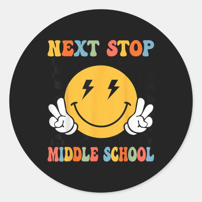 Next Stop Middle School Groovy Elementary School G Classic Round Sticker (Front)