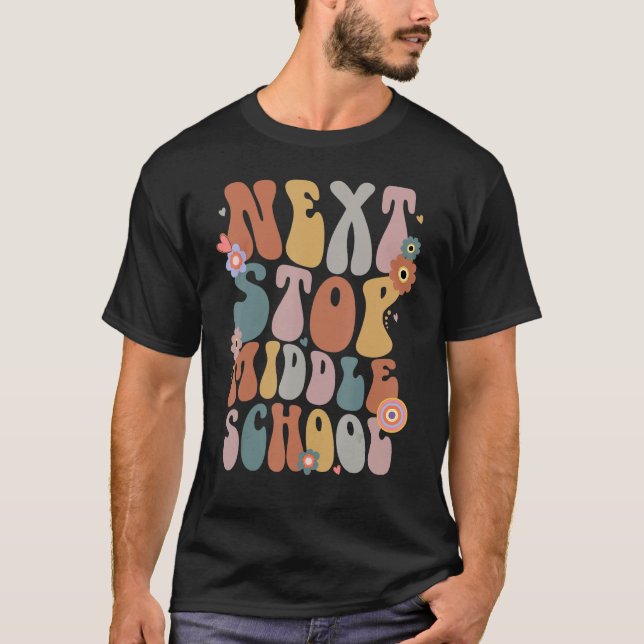 Next Stop Middle School Groovy Retro 5th Grade Gra T-Shirt (Front)