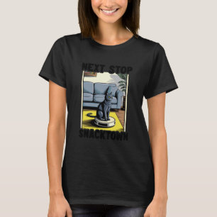 Next Stop Snacktown Robot Vacuum Cleaner Funny Cat T-Shirt