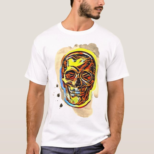 NFT-Style Skull Shirt - Colourful Digital Art Tee (Front)