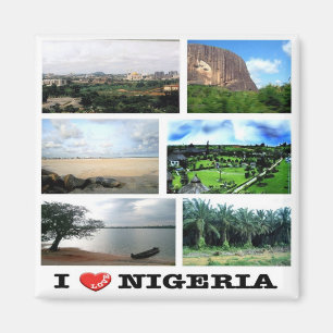 NG - Nigeria - I Love - Collage Mosaic Magnet