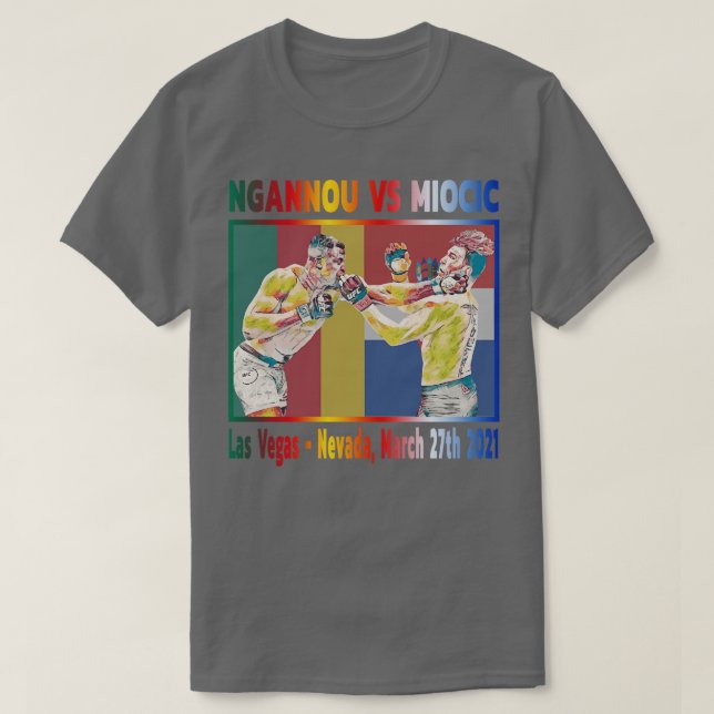 Ngannou Vs Miocic Flags Colours T-Shirt (Design Front)