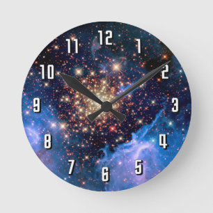 NGC 3603 Star Cluster - NASA Hubble Space Photo Round Clock