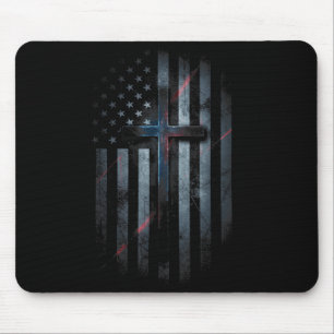Nge American Flag And Cross Faith Family Dom Usa F Mouse Mat
