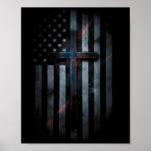 Nge American Flag And Cross Faith Family Dom Usa F Poster