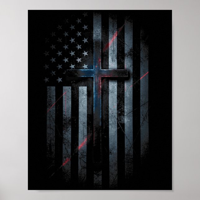 Nge American Flag And Cross Faith Family Dom Usa F Poster (Front)