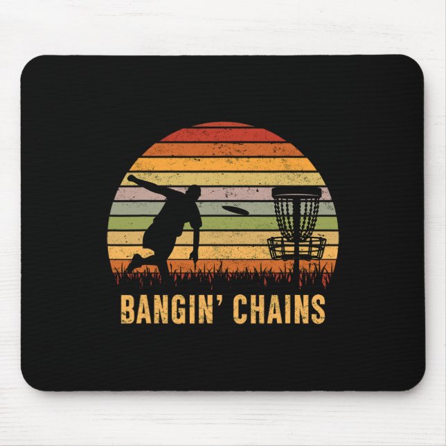Ngin' Chains Disc Golf Retro Golfing Player Funny  Mouse Mat (Front)