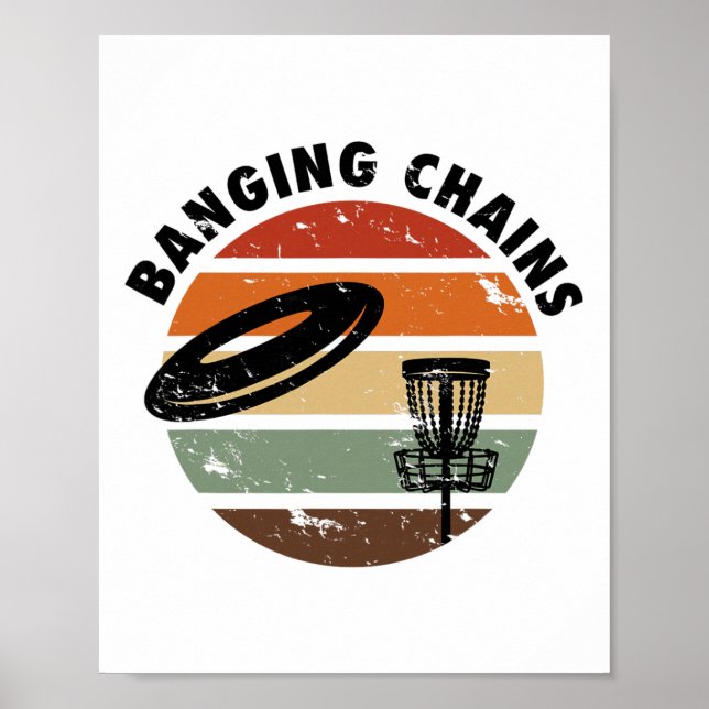Nging Chains Disc Golf Retro Frisbee  Poster (Front)