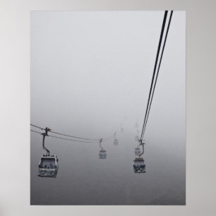 Ngong Ping Cable Car in thick fog Poster