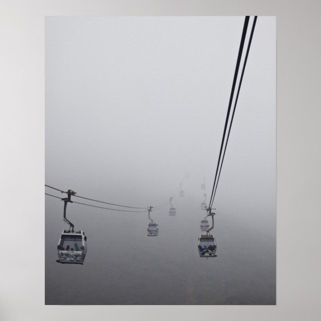 Ngong Ping Cable Car in thick fog Poster (Front)