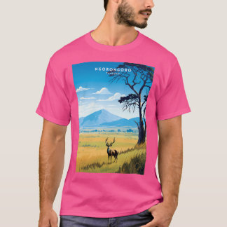 Ngorongoro Tanzania Crater Wildlife Travel Poster  T-Shirt