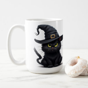 ngry Witch Cat With Glowing Eyes Halloween Night Coffee Mug