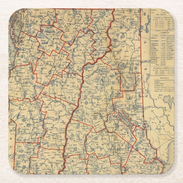 NH, Vt Square Paper Coaster (Front)