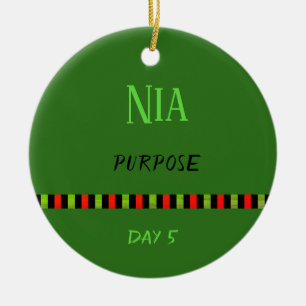 Nia - Kwanzaa Day 5 Green Ceramic Tree Decoration