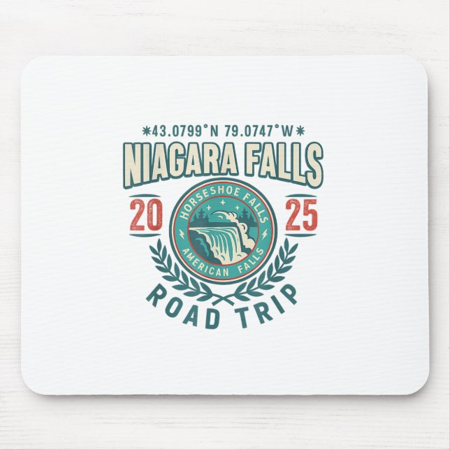 Niagara Falls 2025 Coordinates Road Trip Souvenir  Mouse Mat (Front)