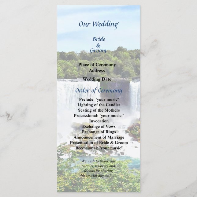 Niagara Falls American and Bridal Veil  Falls Programme (Front)