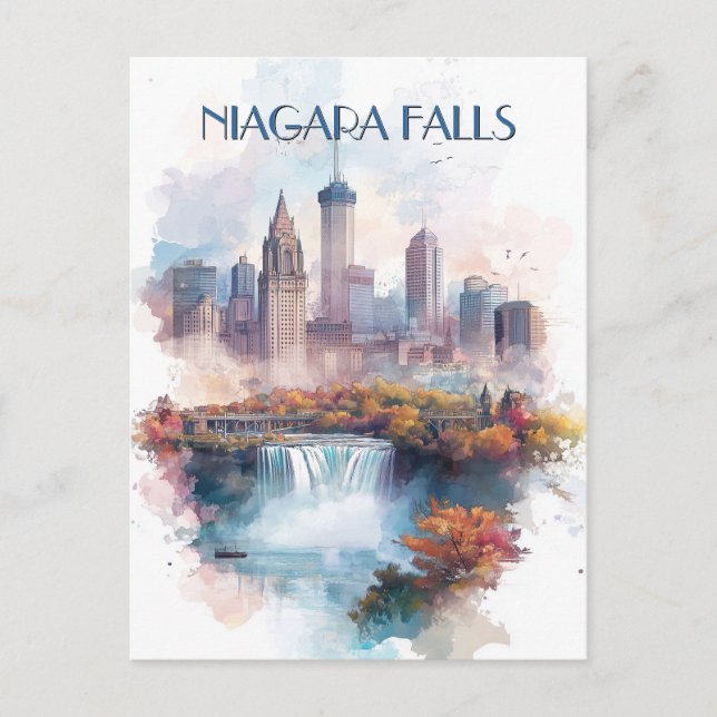 Niagara Falls and Buffalo City NY USA Travel Postcard (Front)