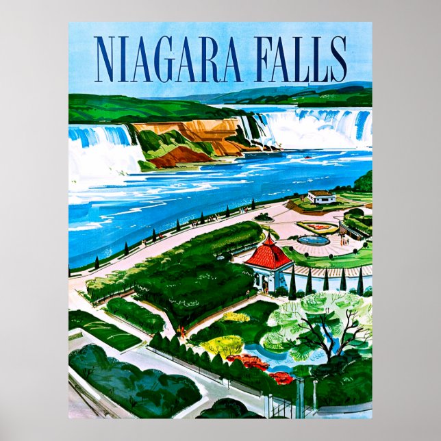 Niagara Falls, areal view, Canada, vintage travel Poster (Front)
