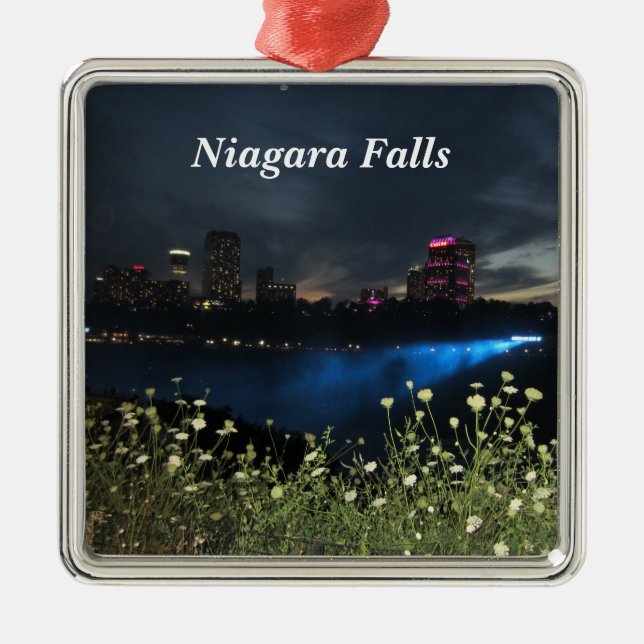 Niagara Falls at Night Metal Tree Decoration (Front)