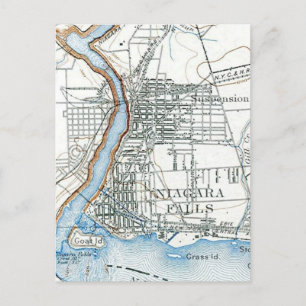 Niagara Falls Birds Eye View Map Postcard