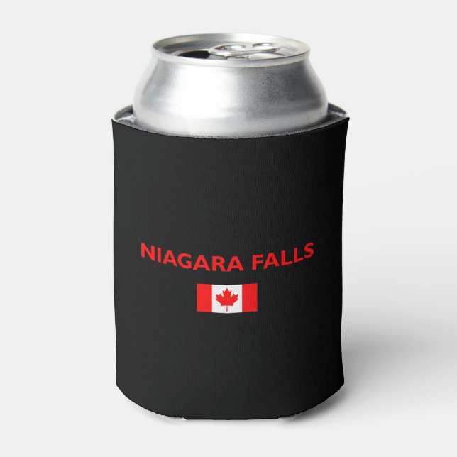 Niagara Falls Canada Canadian Flag Dark Colour Can Cooler (Can Front)