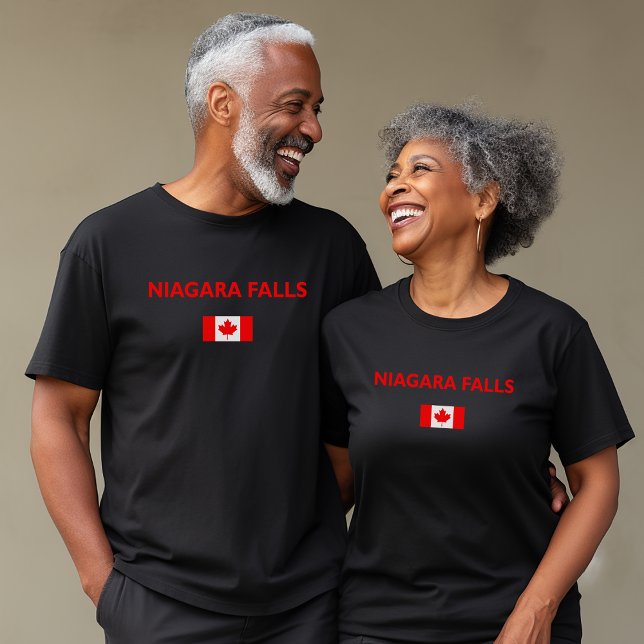 Niagara Falls Canada Canadian Flag Dark Colour T-Shirt (Creator Uploaded)