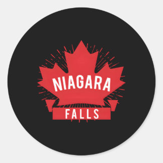 Niagara Falls Canada Red Maple Leaf Classic Round Sticker