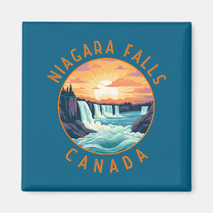 Niagara Falls Canada Retro Distressed Circle _1  Magnet
