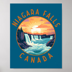 Niagara Falls Canada Retro Distressed Circle _1  Poster
