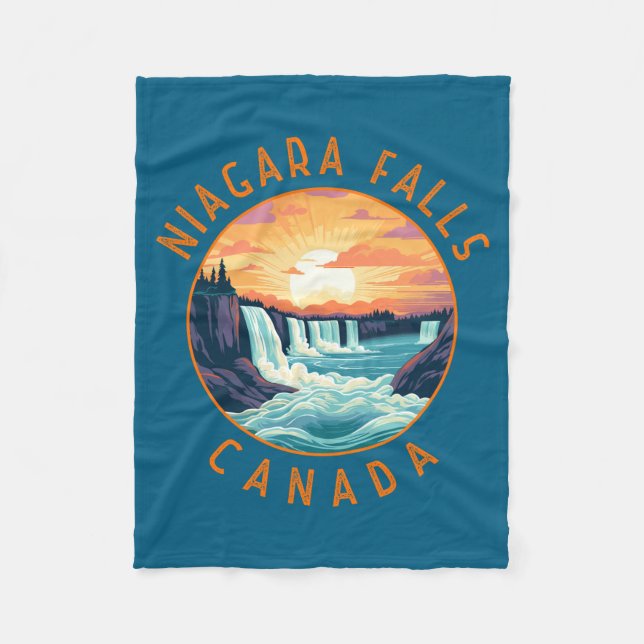 Niagara Falls Canada Retro Distressed Circle  Fleece Blanket (Front)