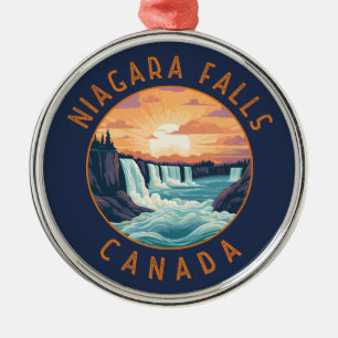Niagara Falls Canada Retro Distressed Circle Metal Tree Decoration