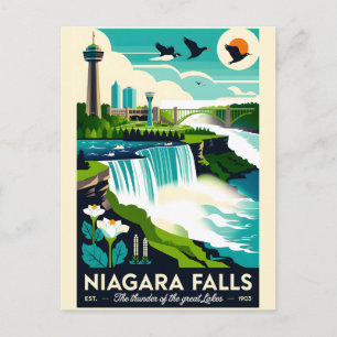 Niagara Falls Canada Retro Travel Poster Art Postcard