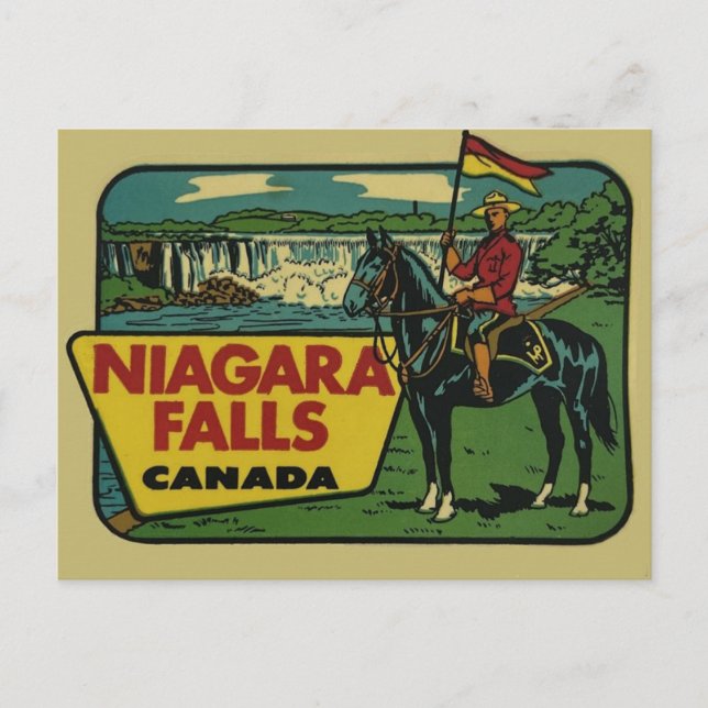 Niagara Falls Canada Vintage Travel with Mountie Postcard (Front)