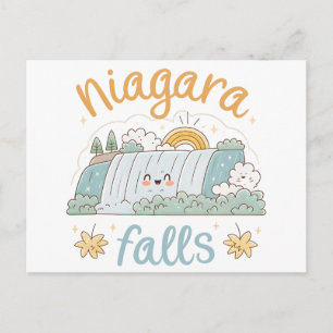 Niagara Falls Cute Smiling Cartoon Illustration Postcard