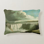 Niagara Falls From Table Rock by John Vanderlyn Decorative Cushion<br><div class="desc">Niagara Falls From Table Rock by American neoclassicist painter John Vanderlyn, c. 1801. Vintage illustration travel fine art painting featuring an aerial view of Niagara Falls with the water cascading over the falls and creating a rainbow with the mist.. Niagara Falls is the collective name for three waterfalls (Horseshoe Falls,...</div>