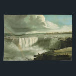 Niagara Falls From Table Rock by John Vanderlyn Tea Towel<br><div class="desc">Niagara Falls From Table Rock by American neoclassicist painter John Vanderlyn, c. 1801. Vintage illustration travel fine art painting featuring an aerial view of Niagara Falls with the water cascading over the falls and creating a rainbow with the mist.. Niagara Falls is the collective name for three waterfalls (Horseshoe Falls,...</div>