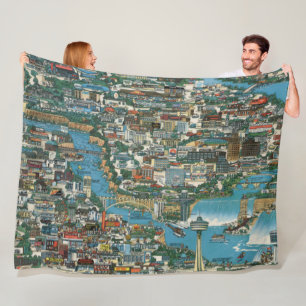 Niagara Falls Map Fleece Blanket