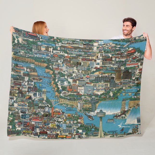 Niagara Falls Map Fleece Blanket (In Situ)