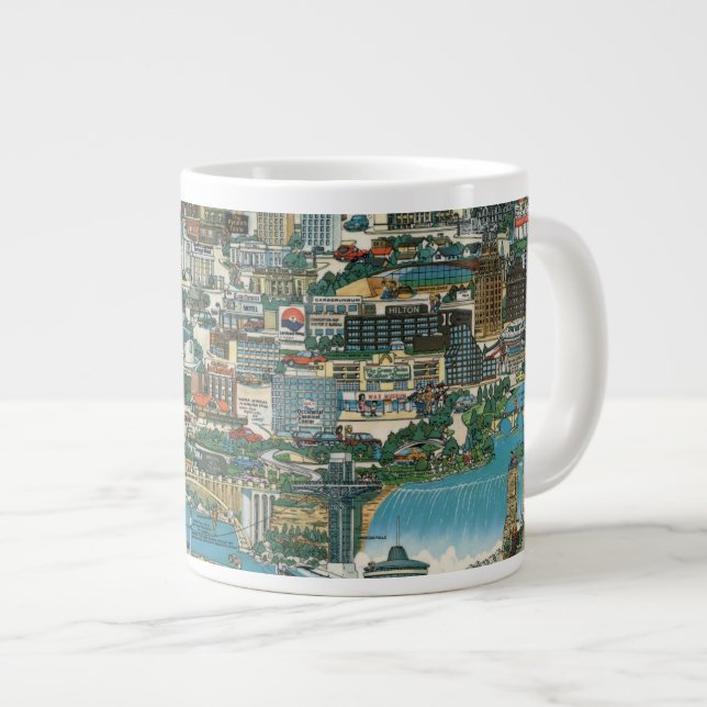 Niagara Falls Map Large Coffee Mug (Front Right)