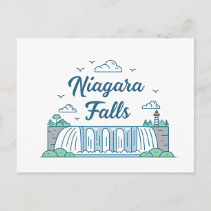 Niagara Falls Minimal Flat Design Illustration Holiday Postcard