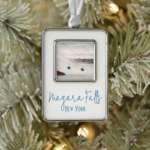 Niagara Falls, New York Travel Souvenir Silver Plated Framed Ornament
